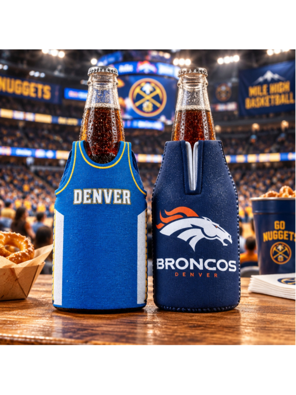NBA Denver Nuggets NFL Denver Broncos Bottle Jersey Koozie Set of two One Size